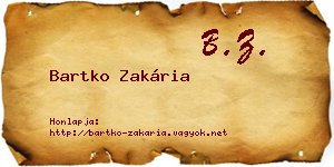 Bartko Zakária névjegykártya